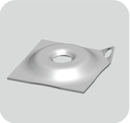 Chapa abaulada de ancoragem em aço carbono - Vista superior