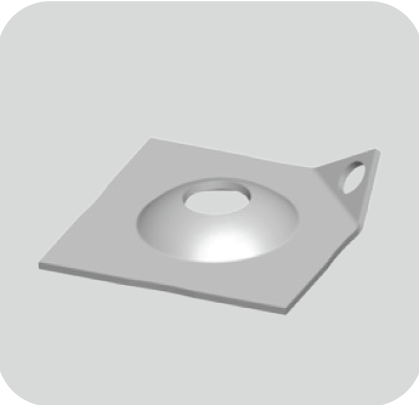 Chapa abaulada de ancoragem em aço carbono - Vista lateral